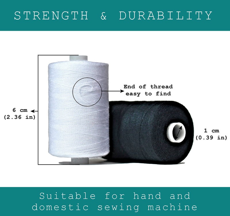 BlesSew Gray Sewing Threads - 10 Large Spools of Polyester Thread for Hand, Quilting & Sewing Machine - Grey Shades Plus Black & White - 1000 Yards Per Spool - Image 3